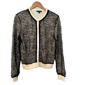 Behnaz Sarafpour for Target Black Lace Overlay Cotton Cardigan Size L